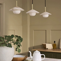 Lustre moderne de luxe en albâtre italien pour salon, salle à manger, îlot de cuisine, table, plafond, éclairage domestique