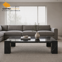 Table basse rectangulaire en marbre noir Cotrustone Nero Marquina, table centrale en pierre polie, mobilier de luxe pour salon