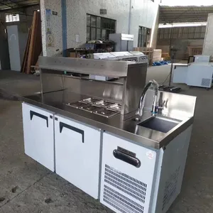 Réfrigérateur sous le comptoir personnalisé, établi en acier inoxydable usagé pour magasin de thé au lait