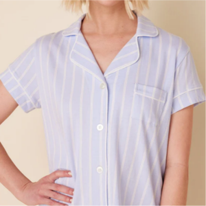 Conjunto de Pijamas a Rayas <span class=keywords><strong>para</strong></span> Mujer, Venta Caliente 2026, Cuello con Muescas, Manga Corta, Simple, Elegante, Cómodo, Ropa de Dormir Informal <span class=keywords><strong>para</strong></span> el Hogar - Product Image 2