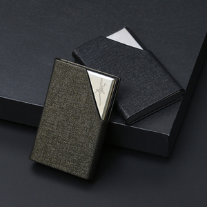 Porte-cartes de visite en cuir PU fait main de haute qualité à prix promotionnel, porte-cartes de visite en métal avec logo personnalisé - Product Image 3
