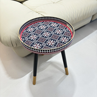 Plateau de service rond en plastique avec pieds amovibles, motif marocain, pour canapé ou cuisine – Vente chaude usine
