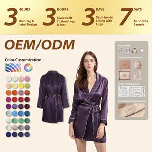 Vestaglia in Seta per Donna, Kimono in Raso, Accappatoio in Seta, Pigiama in Seta di Gelso a Maniche Lunghe - Product Image 2