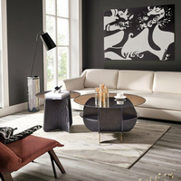 Table basse ronde Hanyee 2025, nouveau design, en bois croisé, noir, blanc, couleur naturelle, avec verre trempé, pour la maison, l'appartement