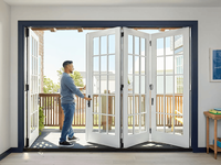 Porte pliante en verre avec cadre en aluminium, grands panneaux, isolation acoustique pour salon, véranda, projet de construction de maison de luxe