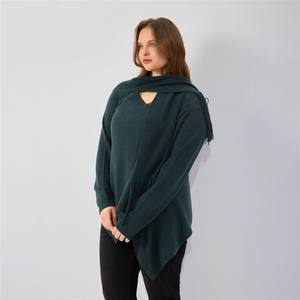 <span class=keywords><strong>Ropa</strong></span> de Otoño Personalizada para Mujer 2026, Primavera, Talla Grande, Bufanda Multiusos, Cárdigan con Cuello, Prenda de Punto Transpirable de Mezcla de Lana y Cachemira - Product Image 4