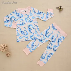 Hot sales Soft Baby Pajamas Breathable Infant clothes Long Sleeve Customzies Print Baby 2PCS Clothing sets