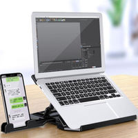 Support pour ordinateur portable 2 en 1 avec support pour téléphone pliable portable 360° °   Support d'ordinateur portable rotatif et refroidissant pour ordinateurs portables de 12 à 16 pouces
