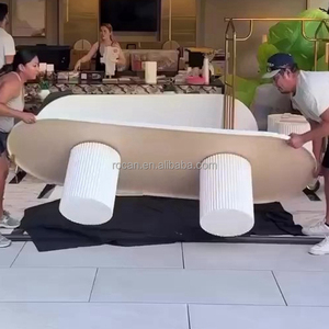 Tables ovales pour enfants en acrylique pour événements de <span class=keywords><strong>mariage</strong></span> Tables de décoration d'anniversaire pour baby-shower Tables de fête blanches pour enfants - Product Image 6