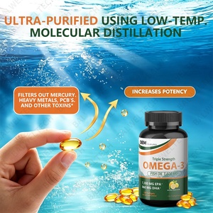 Capsules d'huile de poisson pure oméga-3 halal en vrac, marque privée OEM, 3600 mg, triple concentration EPA DHA, 120 gélules molles, pour adultes, sans OGM - Product Image 4