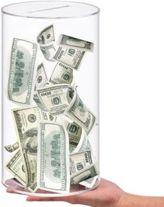 Cajas de caridad redondas para donar monedas transparentes, Huchas acrílicas, cajas de dinero para dinero - Product Image 1