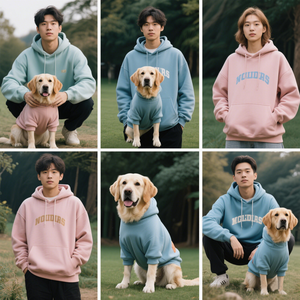 Joymay piyama sutra anjing kucing kustom Jin bulu imitasi katun Linen pola cetak poliester Corduroy pemilik hewan peliharaan yang cocok - Product Image 3