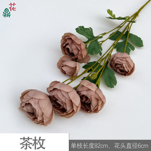 Rose artificielle à tige unique, 6 petites bourgeons, fleur en soie réaliste, décoration de mariage - Product Image 5