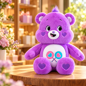 <span class=keywords><strong>Peluche</strong></span> kawaii, orsetto viola con doppio cuore, pancia con lecca-lecca e cuoricini sui piedi, per bambini dai 3 anni in su. - Product Image 1