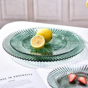 Grande assiette en verre <span class=keywords><strong>Origami</strong></span> créative transparente jetable fruits tapis de nourriture occidentale coloré ménage gros plats plante - Product Image 3