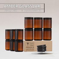 Pot en verre ambré de 250 ml (8 oz) à parois droites pour aliments et nutriments, avec couvercle à vis en aluminium, bouteille plate marron pour bougies parfumées
