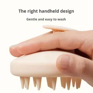 Cepillo de silicona puro de doble uso para cuero cabelludo, para champú en seco y húmedo, con rascador y masajeador de meridianos, producto para el cuidado y peinado del cabello de bebé, al por mayor - Product Image 4