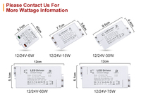 DUSKTEC Slim 6-75 Watt Entrée CA 110 120 220 230 240 Volt vers Sortie CC 12V 24V Alimentation à découpage Transformateur Driver LED