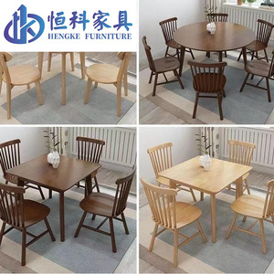 Hengke Furniture Solid Wood Square Dining <b>Table</b> 80Cm Modern Minimalist Chair Set For Small Apartment <b>Balcony</b> Use - Product Image 5