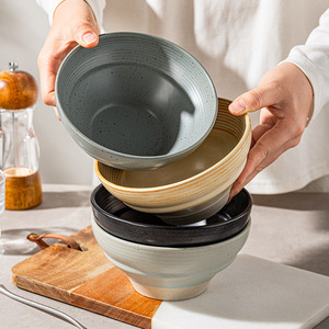 Bol en céramique pour la maison - Bol à soupe de style japonais - Vaisselle - Bol à riz - Nouveau modèle rétro 2026 - Saladier en argile épaisse - Product Image 3