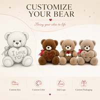 Ours en peluche marron avec cœur d'amour, fabrication OEM/ODM, vente en gros d'usine, pour la Saint-Valentin, anniversaire, cadeau, fournisseur en gros