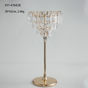 حديث مخصص لون كريستال + حديد حامل زهور زجاجي قابل لإعادة الشحن قابل لإعادة الشحن جودة جيدة ديكور زفاف مباشر من المصنع - Product Image 1