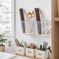 Boîte de rangement améliorée pour baguettes, murale et portable, pour ustensiles de cuisine, en plastique de qualité alimentaire avec drainage