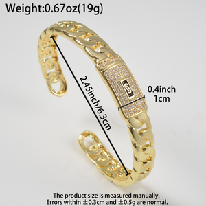 Zeadear Wholesale Polished Pure <b>Copper</b> 18k Gold Plated Zircon Inlaid Geometric GDTC Certified Jubilee Open Cuff Banquet <b>Bracelet</b> - Product Image 6
