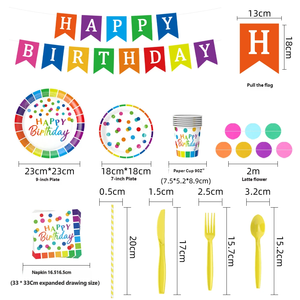 ชุดเครื่องใช้บนโต๊ะอาหารแบบใช้แล้วทิ้งสุขสันต์วันเกิดจานกระดาษและผ้าเช็ดปากสำหรับงานเลี้ยงปีใหม่ชุดจานเค้กอาหารเย็น - Product Image 6