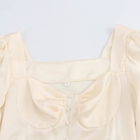 Vêtements pour femmes sur mesure en gros, élégance française de haute qualité, manches longues, col carré, froissé, mi-long, en Spandex/Polyester