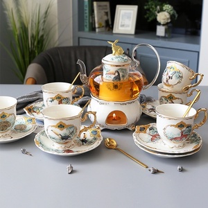 Service à thé en céramique de luxe, service à thé anglais de l'après-midi, tasse à café, service à café de haute qualité pour la maison, service à café jungle - Product Image 3