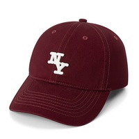 Venta al por mayor personalizado 6 paneles 100% algodón liso bordado letra NY gorra de béisbol sin estructura ajustable papá sombrero