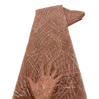 Nouveau Tissu de Dentelle Perlé NI.AI, Dentelle Nette Africaine avec Sequins et Perles pour Robe de Soirée ou de Mariage