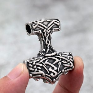 yunnique Vintage Stainless Steel <b>Thor's</b> Hammer Pendant Unisex Viking Charm Necklace Gift Jewelry - Product Image 3