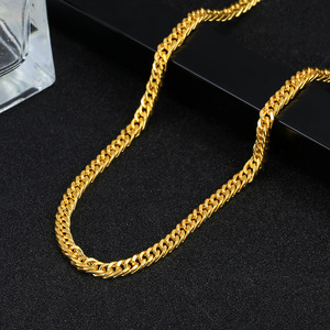 Collar de imitación de oro de 18 quilates, cadena plana chapada de 4 mm, joyería unisex, regalo, cadena de moda informal, 18, 20, 22, 24, 26, 28, 30 pulgadas - Product Image 3