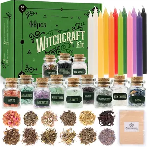 Novos 2024 produtos witchcraft suprimentos kit caixa atacado starter 20 pack cristais frascos secos erva coloração para vela cera