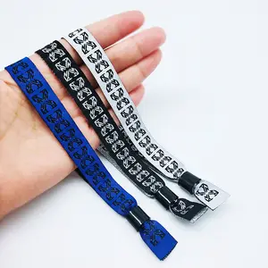 Customised Festival Event Ribbon Fabric Wrist Band Wristband Custom Vip Ticket No Minimum Order Event Bracelet