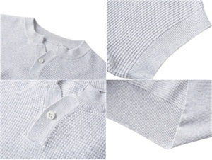Camiseta Henley Gris de Punto para Hombre, Viscosa y Rayón, Corte Ajustado, Manga Corta, Estilo Veraniego, Vintage, Estilo <span class=keywords><strong>Old</strong></span> Money - Product Image 4