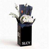 Wholesale Flower Black Paper Packaging Boxes Custom Exquisite Cardboard Vase Waterproof Decoration Paper Boxes for Flowers