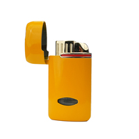 Briquet à cigares triple flamme personnalisable en alliage de zinc, rechargeable au butane, avec réservoir de gaz visible – Vente directe usine