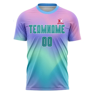 Maillot de football personnalisé sublimé pour adulte, manches courtes, anti-transpiration, nom de l'équipe imprimé, bleu noir, coupe athlétique - Product Image 2