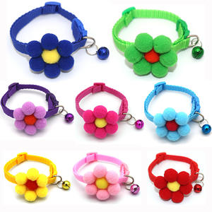 Collar de cuello de animales pequeños multicolor al por mayor, collar para mascotas con forma de flor, abalorios para cachorros y mascotas, Collar con campana - Product Image 6