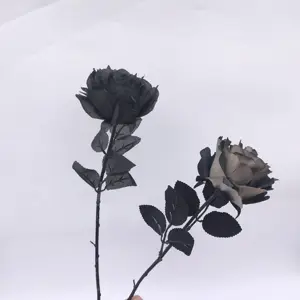 New Design Artificial Silk dark Rose Flower Classical black rose flower