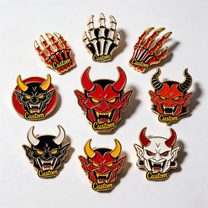 En gros, Pins en émail souple personnalisés, thème démon maléfique, imprimés UV 3D, badges en métal démoniaque, pins de revers cornes de démon - Product Image 1