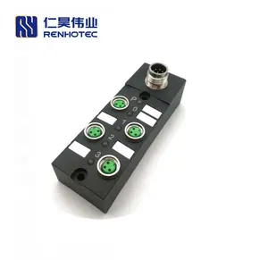 M12 Male 8 Pin to M8 3 Way 4 Port Female Distribution Panel Box