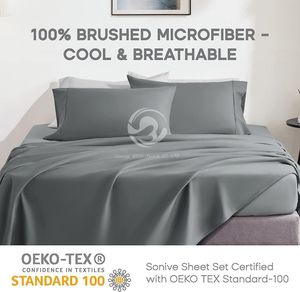 Lanh Vua Kích Thước Rắn 100% Polyester Khách Sạn Khăn Trải Giường Tấm Ga Trải Giường Bộ Vải Lanh Hữu Cơ Tấm Thiết Lập - Product Image 4