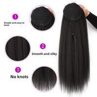 Perruque transfrontalière Europe-Amérique-Afrique, double queue de cheval africaine à cordon, cheveux raides élastiques et volumineux Yaki, 60g CSMW