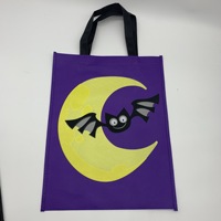 Sac fourre-tout pliable en non-tissé écologique pour Halloween, avec motifs de dessins animés phosphorescents (citrouille, fantôme, crâne, zombie)