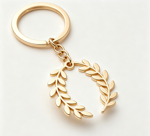 Gold Color Metal Key Chain Laurel Leaf <b>Keyring</b> Wreath Pendant Bag <b>Charm</b> Gift Accessory - Product Image 2
