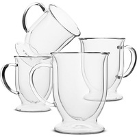 Tasses à café en verre borosilicate transparent de 250 ml (8 oz) à double paroi isolées avec poignée, performance thermique optimale, design moderne, sans BPA